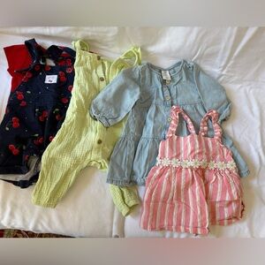 3-6 month Baby girl Clothing Set with Pink, Green, and Blue Outfits